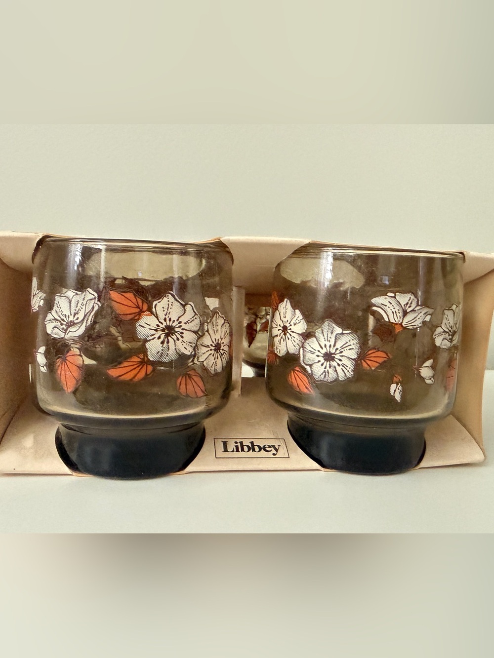 Vintage Libbey smoke colored Rocks Glasses, set of 4